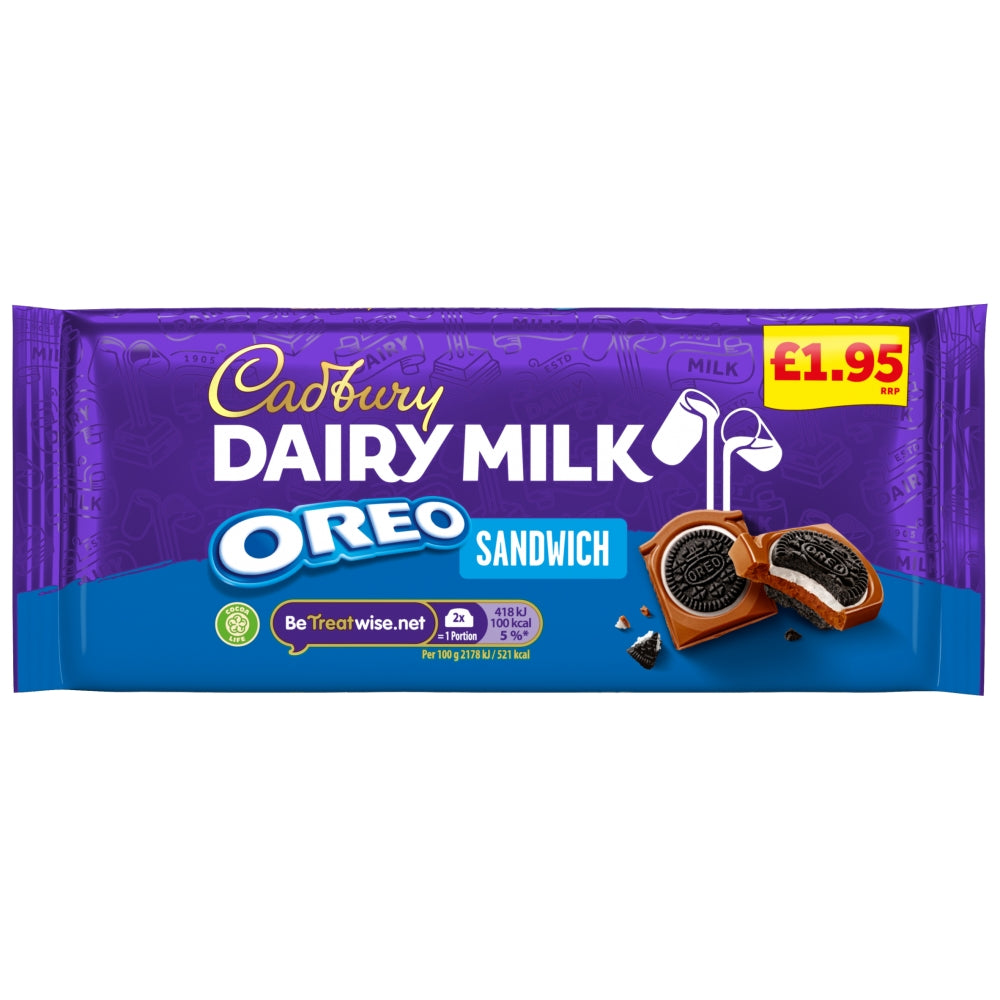 CADBURY BLOCKS DAIRY MILK OREO SANDWICH BAR 15X96G £1.95
