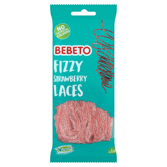 BEBETO 12X160G BAG FIZZY STRAWBERRY LACES £1
