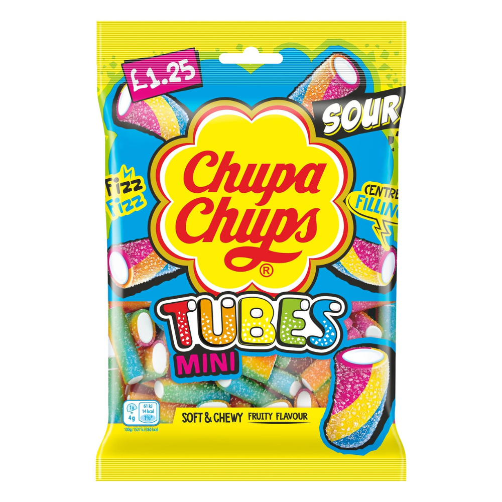 CHUPA CHUPS BAG 12X120G SOUR TUBES £1.25